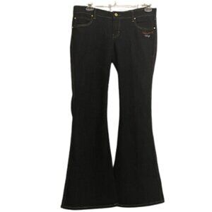 Coogi Womens Jeans 13/14 Stretch Low Rise Boot Flare Dark Wash Embroidered Logos